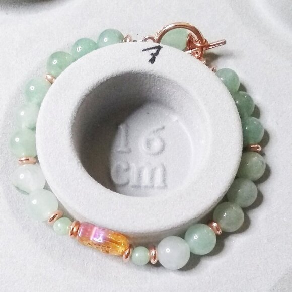 Green Aventurine + Czech Glass Conch Snail Shell Beads ~ Good Luck & Prosperity - Picture 7 of 7